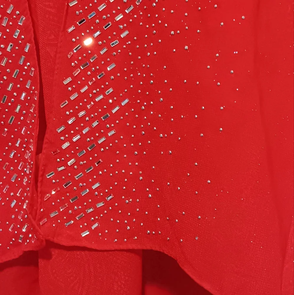 Jessica McClintock Red Kimono Women Open Front Oversized‎ Short Sleeve Valentine